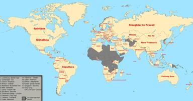 Este es el mapa de las bandas de metal más populares en cada país del mundo: ¿adivinas la de España?
