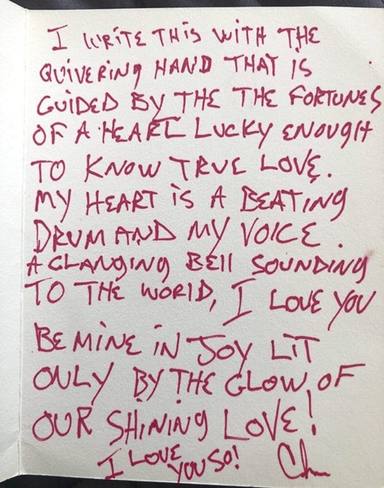La carta que escribió a mano Chris Cornell a su esposa, Vicky Cornell